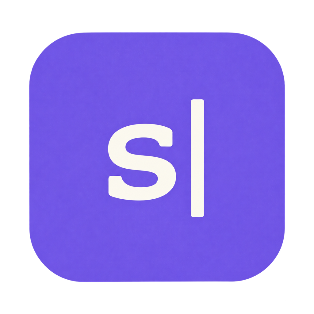 Scratchpad icon: a typed s and cursor on a flat violet tile